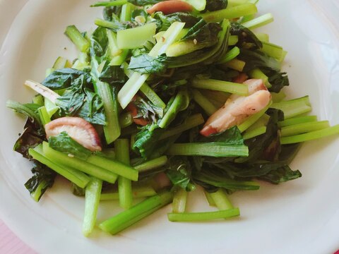 小松菜と椎茸のニンニク炒め